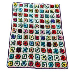 Vintage Crochet Granny Square Blanket